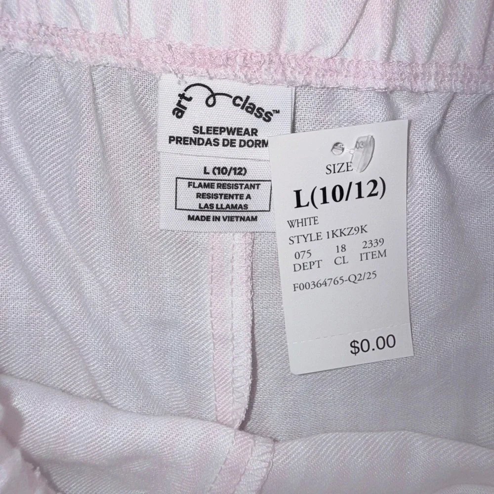 Art Class Pajama Set Kids L 10/12 White Pink NEW Flower Market Daisy Shorts